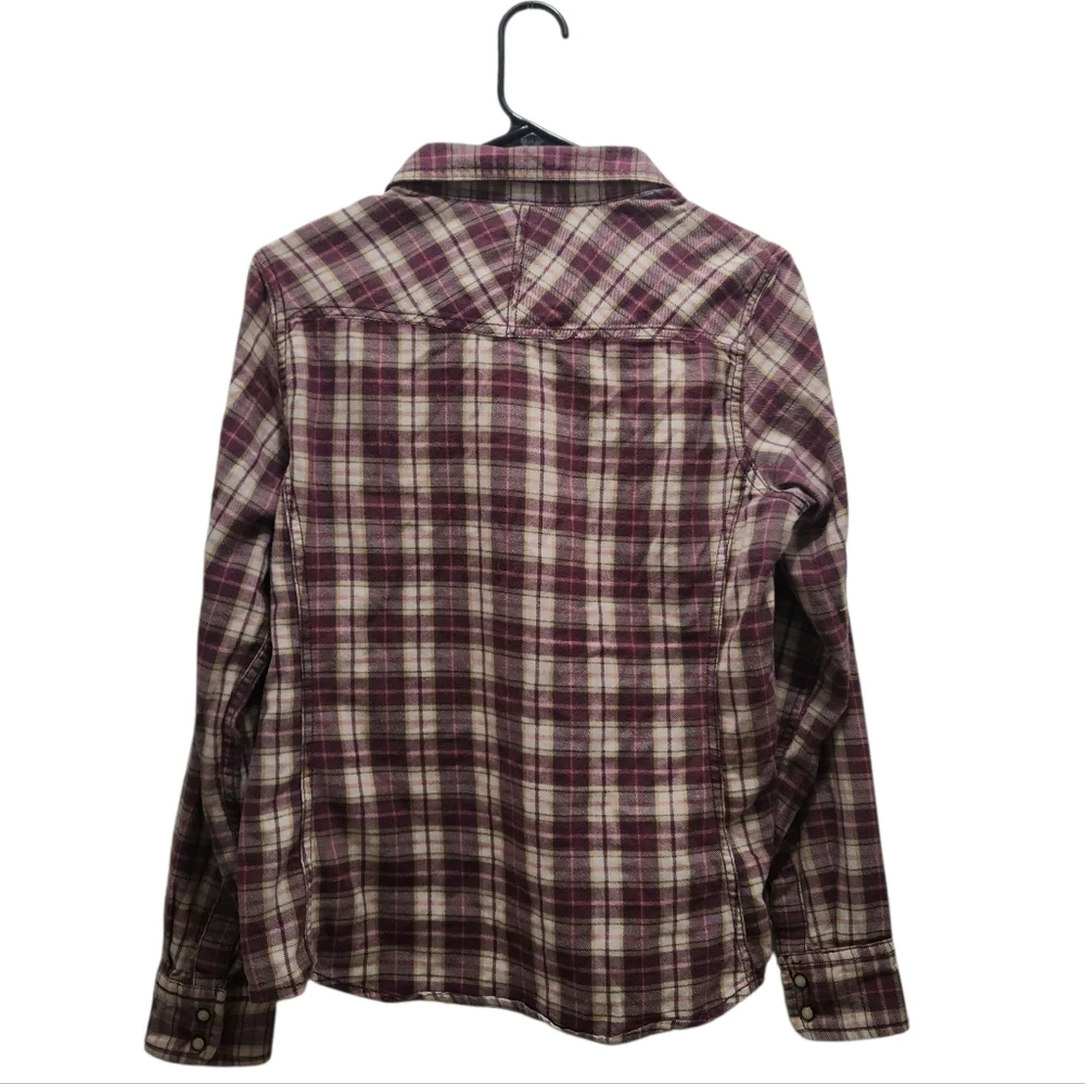 The North Face Burgundy Plaid Flannel Pearl Snap Casual Shirt Men's M